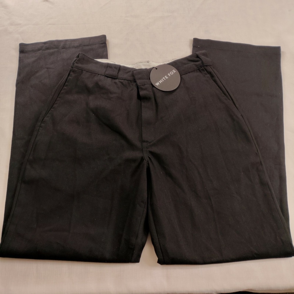 White Fox Take Caution‎ Pants Black Sz M Jean Fabric Blogger (29.5"x32" Actual)